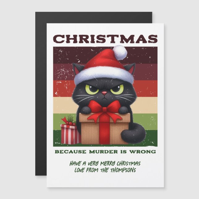 Drôle de chat sarcastique tendance Noël rétro vaca (Devant / Derrière)