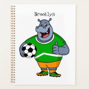 Drôle de joueur de football hippo dessin humoristi