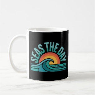 Drôle de mer la journée rétro océan badge mug