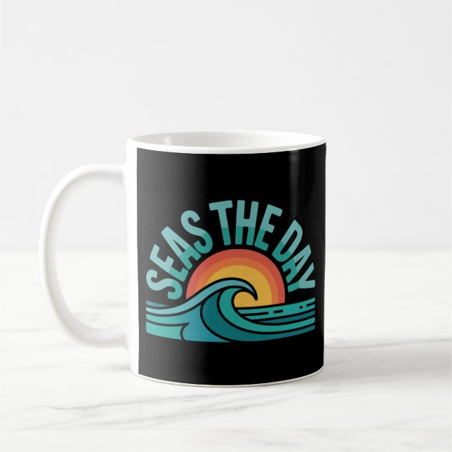 Drôle de mer la journée rétro océan badge mug (Gauche)