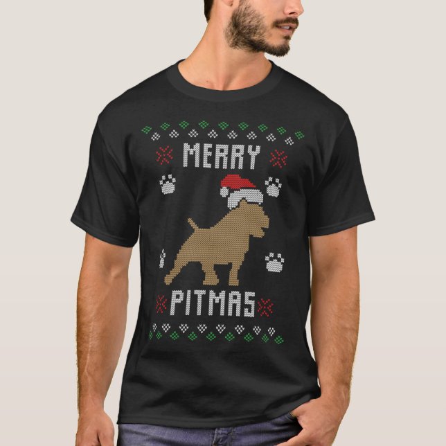 Drôle de Pitmas Mauvais Sweat de Noël Pit Bull (Devant)