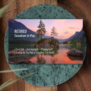 Drôle de retraité, lac Sunset, carte de visite pro