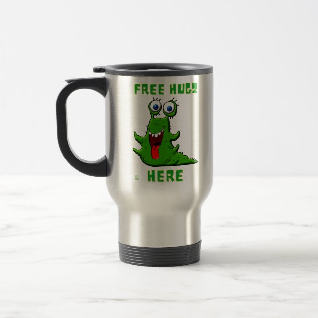 drôle de voyage tasse à café "HUGZ GRATUIT..." (Gauche)