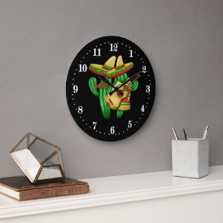 Drôle décor de cactus mexicains Grande horloge