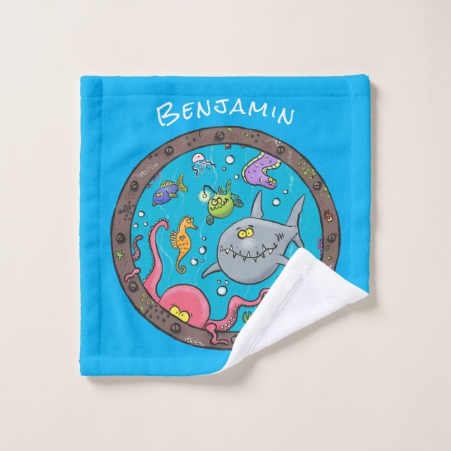 Drôle des créatures marines sous l'eau dessin anim (Gant de toilette)