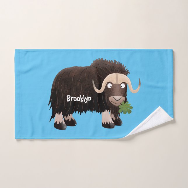 Drôle dessin animé de boeuf musqué (Serviette à main)