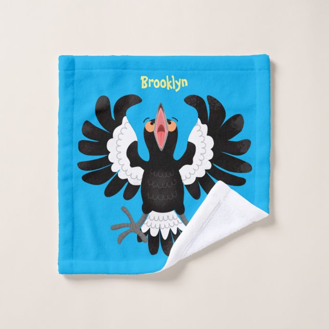 Drôle dessin animé de Magpie australienne (Gant de toilette)