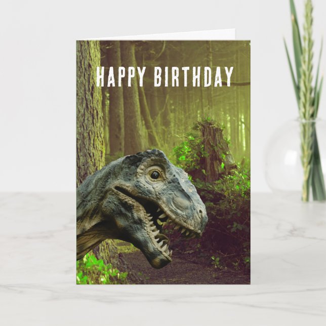Drôle Dinosaur Vieux Âge Carte Anniversaire (Devant)