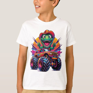 Drôle Dinosaure T Rex Sur Monster Truck T-Shirt
