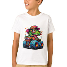 Drôle Dinosaure T Rex Sur Monster Truck T-Shirt
