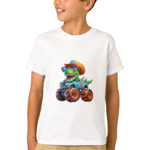 Drôle Dinosaure T Rex Sur Monster Truck T-Shirt