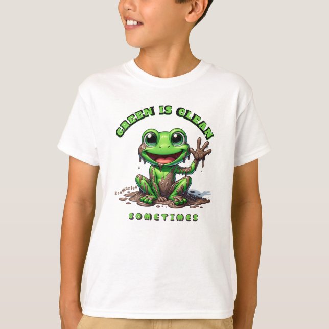 Drôle enfants t-shirt vert est propre (Devant)