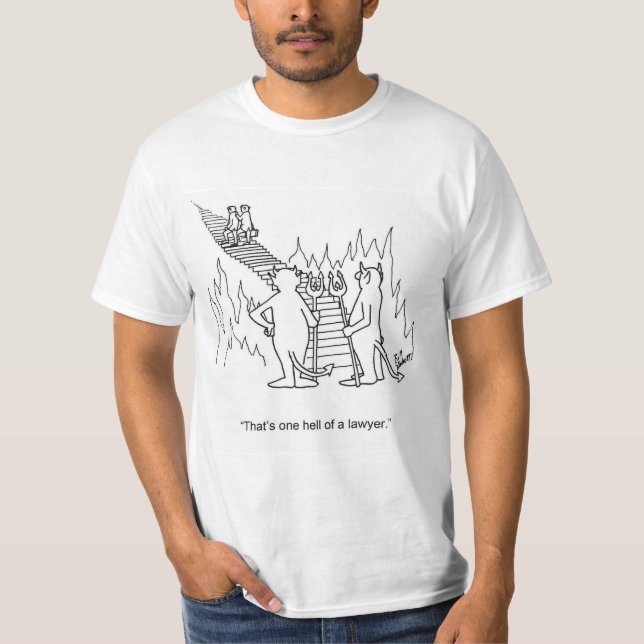 Drôle enfer d'un T-shirt caricature d'avocat (Devant)