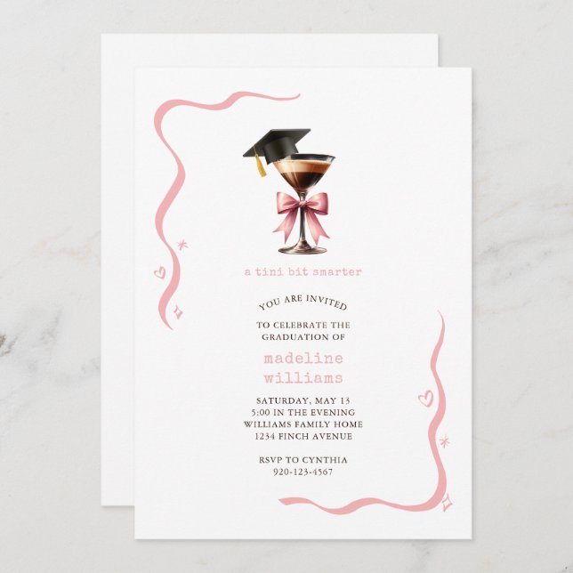 Drôle Espresso Martini Graduation Party Invitation (Devant / Derrière)