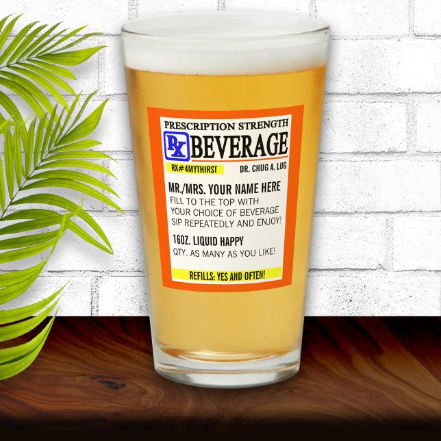 Drôle Étiquette de prescription verre pinte (Créateur téléchargé)