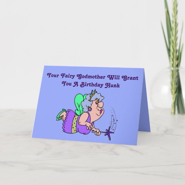 Drôle "Fairy Godmère" Carte d'anniversaire avec Hu (Devant)
