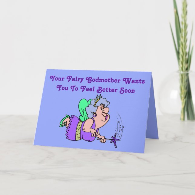 Drôle "Fairy Godmère" "Get Well" Carte avec Hunk (Devant)