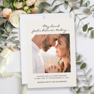 Drôle Fiançailles photo Faire-part main plus lourd