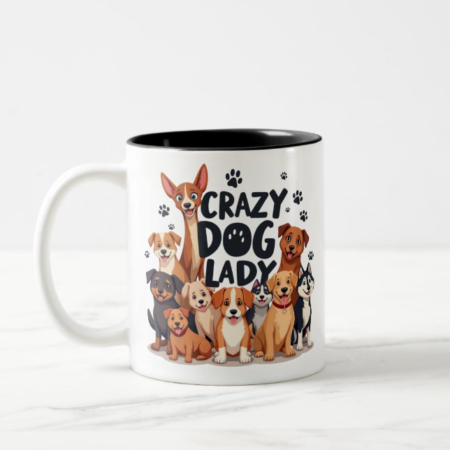 Drôle fou chien Mug Amateurs de café Coupe-cadeau  (Gauche)