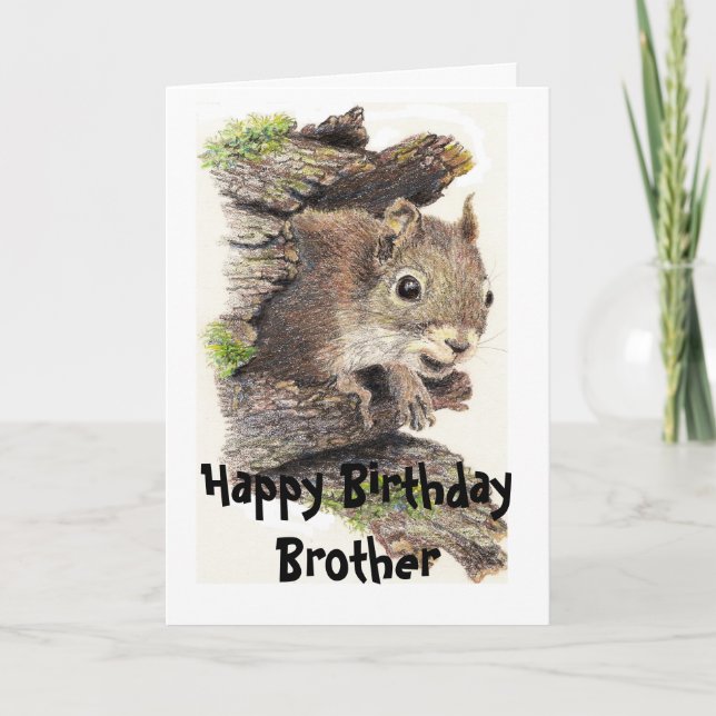 Drôle, Frère Nutty Carte d'écureuil d'anniversaire (Devant)