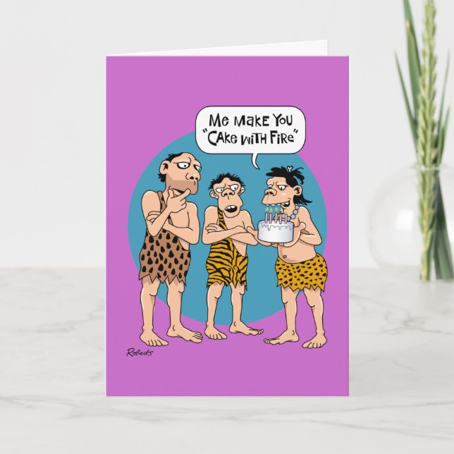 Drôle "Gâteau avec feu" Carte d'anniversaire (Devant)