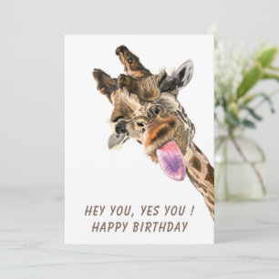 Drôle Giraffe Bonne Carte d'Anniversaire - Smile