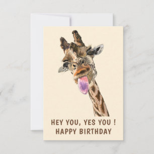 Drôle Giraffe Carte d'anniversaire - Texte personn