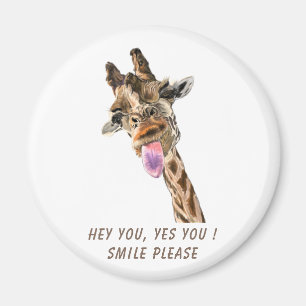 Drôle Giraffe Magnet cadeau - Sourire - Texte pers