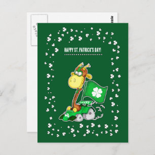 Drôle Giraffe St. Patrick's Day Cartes postales