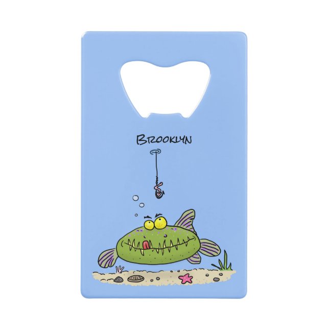 Drôle gras affamé poisson vert dessin de pêche (Devant)