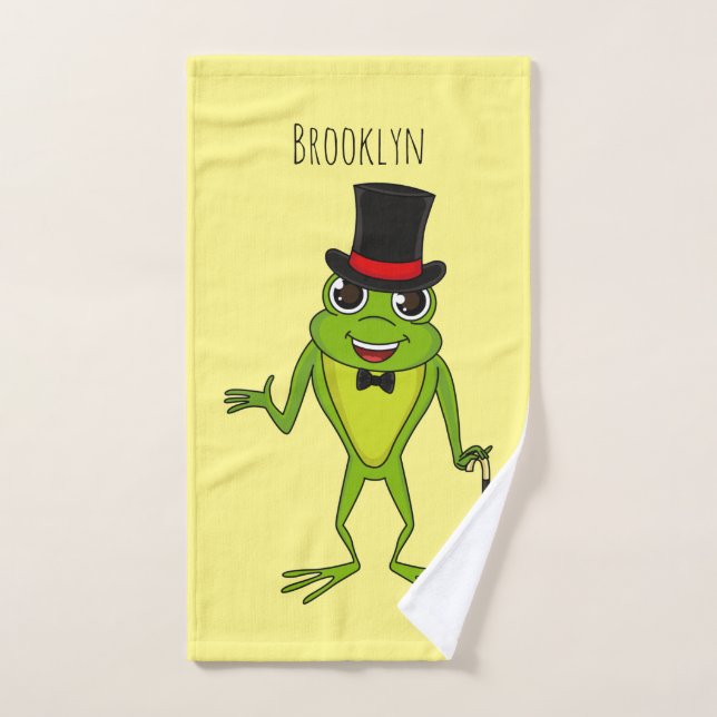 Drôle grenouille avec chapeau dessus dessin animé (Serviette à main)
