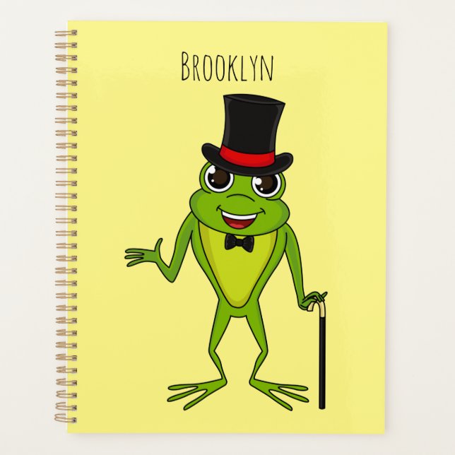 Drôle grenouille avec chapeau dessus dessin animé (Devant)