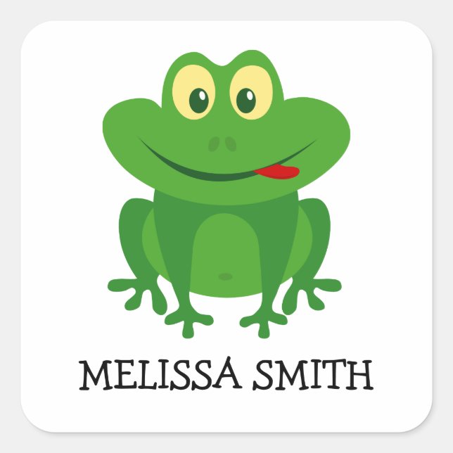 Drôle grenouille verte petit autocollants de dessi (Devant)