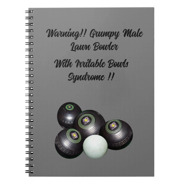 Drôle Grumpy Homme Pelouse Bowler, Carnet (Devant)