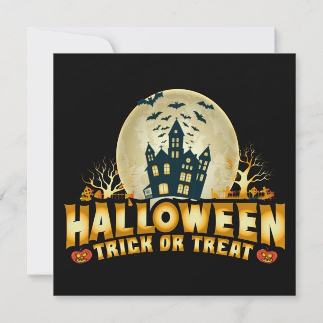 Drôle Halloween Trick or Treat Flat Card (Devant)