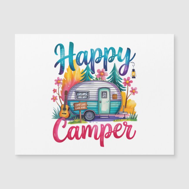 Drôle Happy Camper Équipement de Camping Remorque  (Devant)