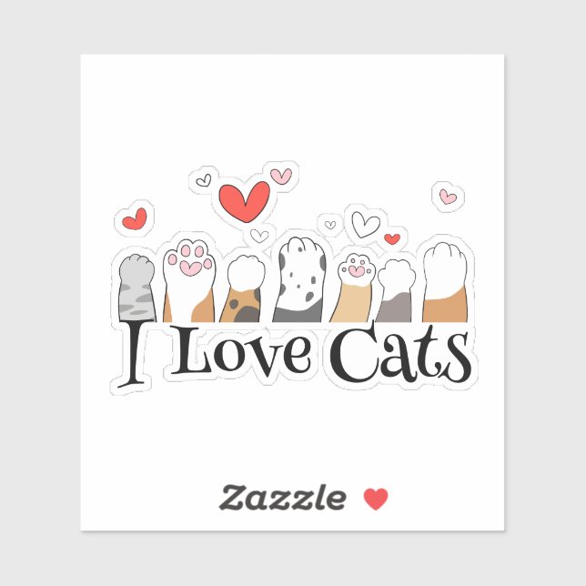 Drôle I Love Chats Sticker (Feuille)