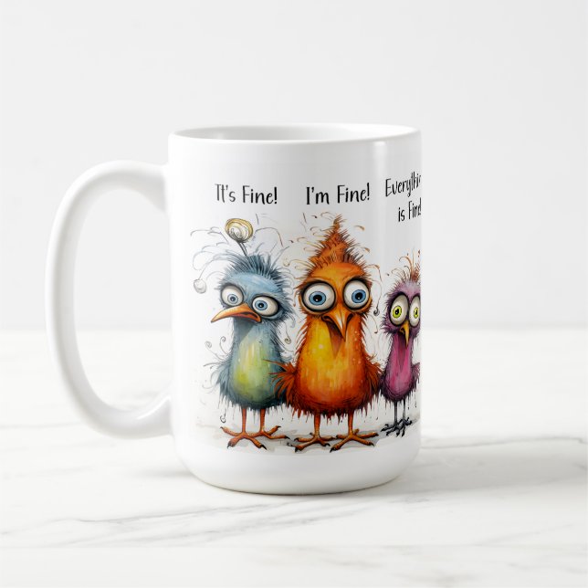 Drôle, je vais bien quirky Bird Coffee Mug (Gauche)