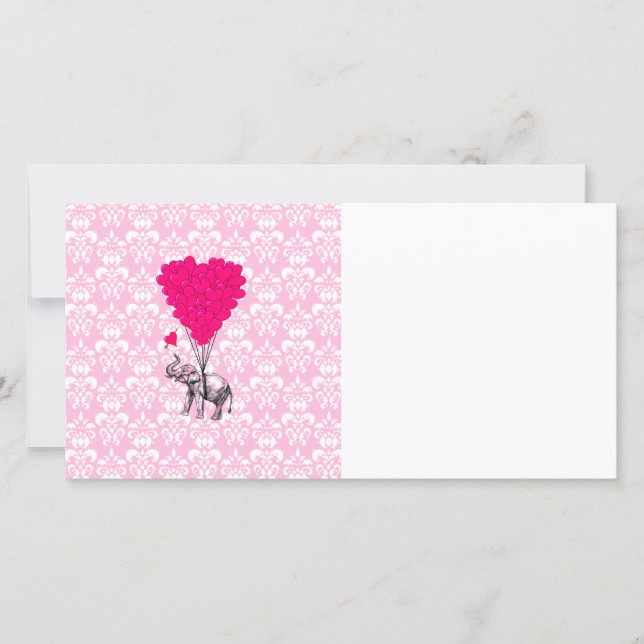 Drôle joli éléphant et damas rose (Devant)