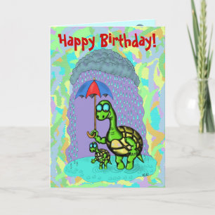 Drôle jolie tortue joyeux carte d'anniversaire