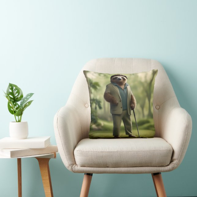 Drôle Joueur de golf de Sloth, Jeter Coussin (Chaise)