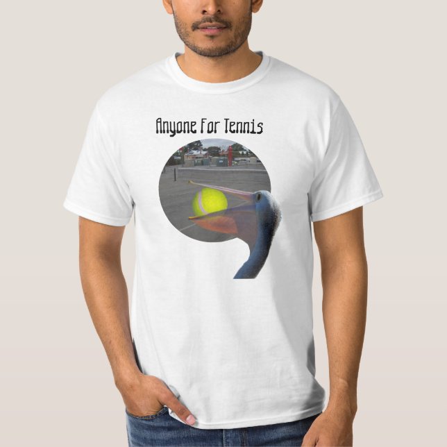 Drôle joueur de tennis Pelican, Mens Tshirt (Devant)