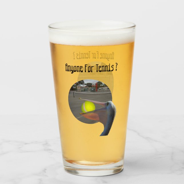 Drôle joueur de tennis Pelican, verre de bière (Devant (rempli))