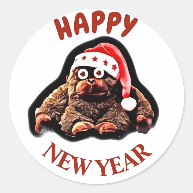 Drôle joyeux autocollant de la nouvelle année (Devant)