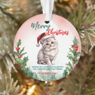 Drôle Joyeux Noël Wreath mignonne Chat chaton