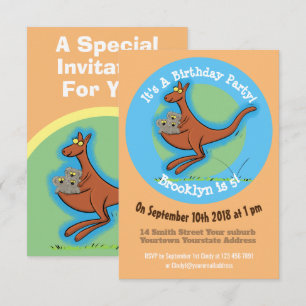 Drôle kangourou et koalas dessin animé invitation