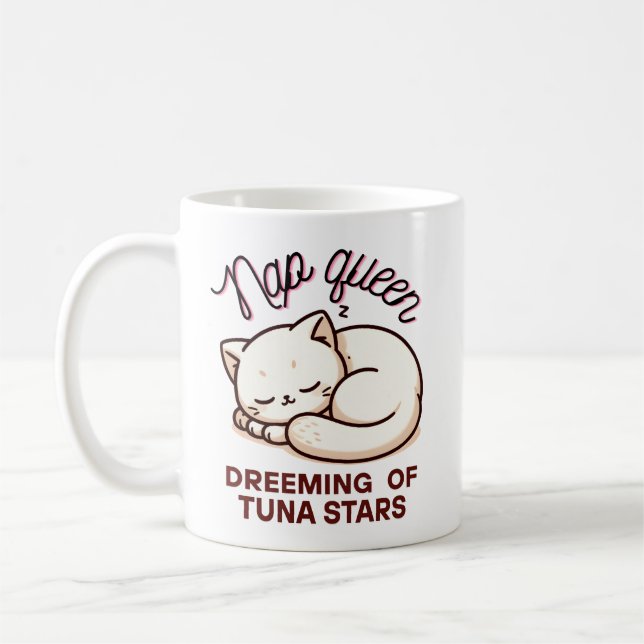 Drôle Kawaii Nap Queen Cat Mug (Gauche)
