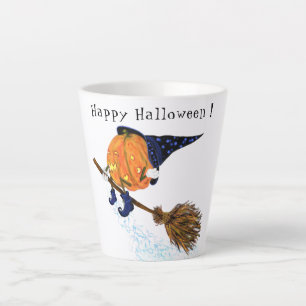 Drôle Latte Mug Halloween Citrouille Sorcière Vole