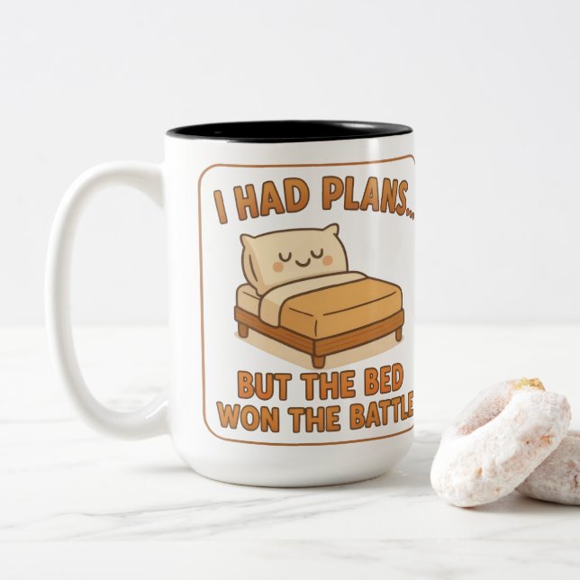 Drôle Lazy Chat Mug - "J'Avais Des Plans Mais Le L (Avec donut)