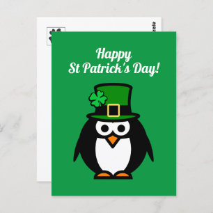 Drôle leprechaun pingouin Saint Patrick carte post